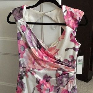 NEW Maggy London floral satin dress pink / purple